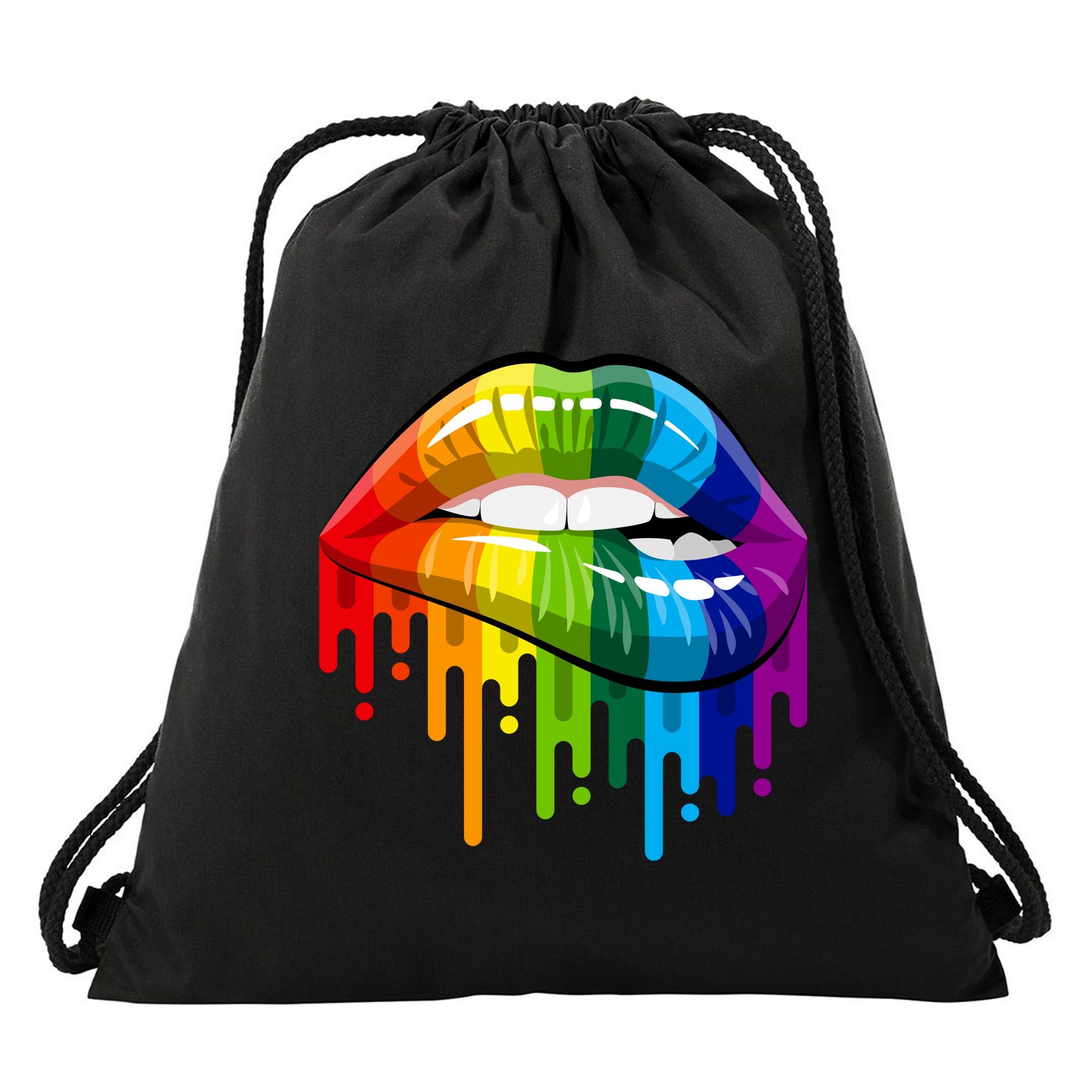 Gay Pride Lips Drawstring Bag