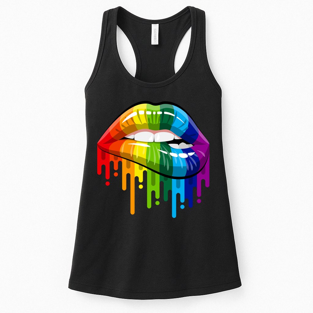 Gay Pride Lips Womens Tank Top