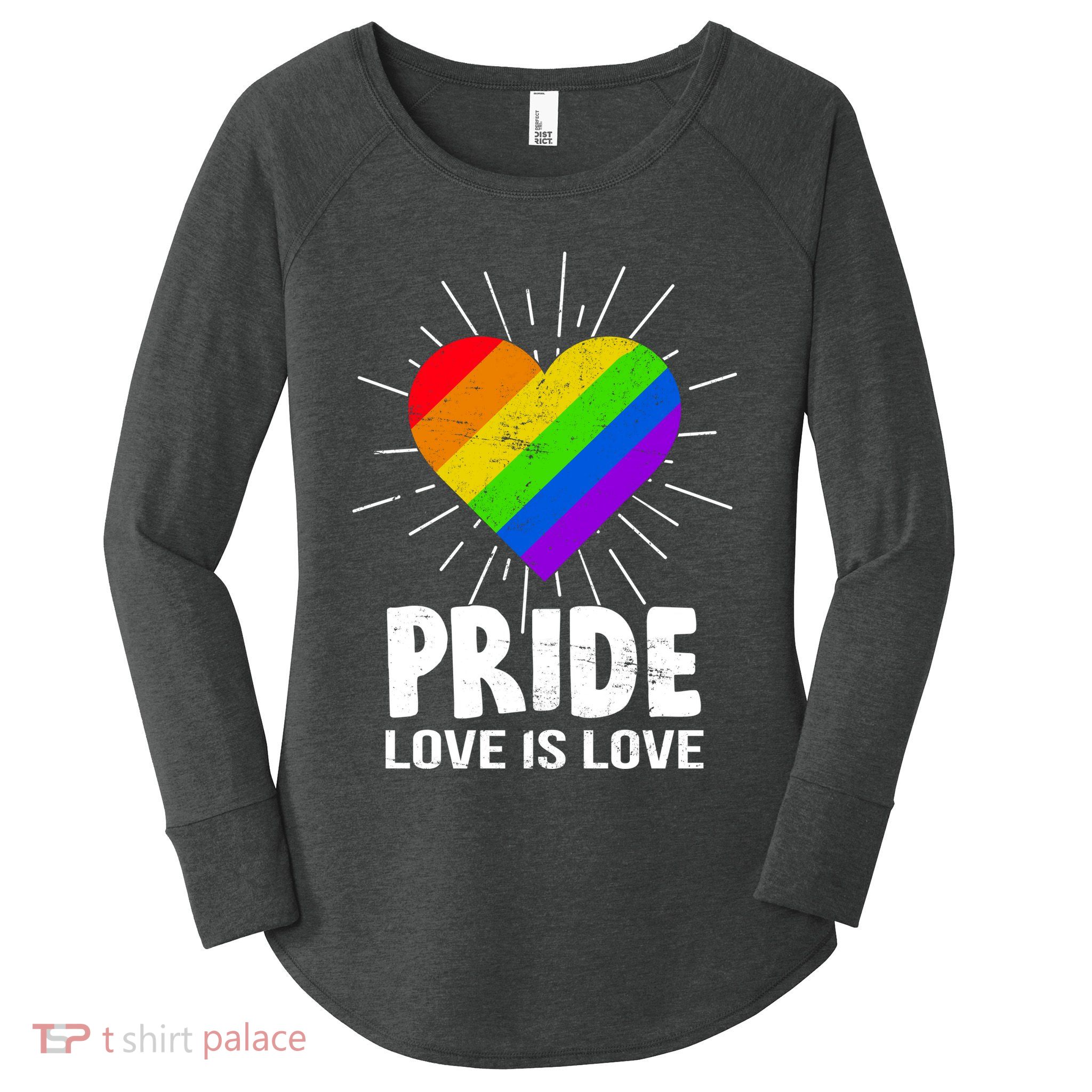 Gay Pride Love Is Love LGBT Women's Perfect Tri Tunic Long Sleeve Shirt