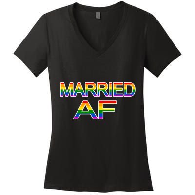 Gay Pride Married AF Marriage Equality Women's V-Neck T-Shirt