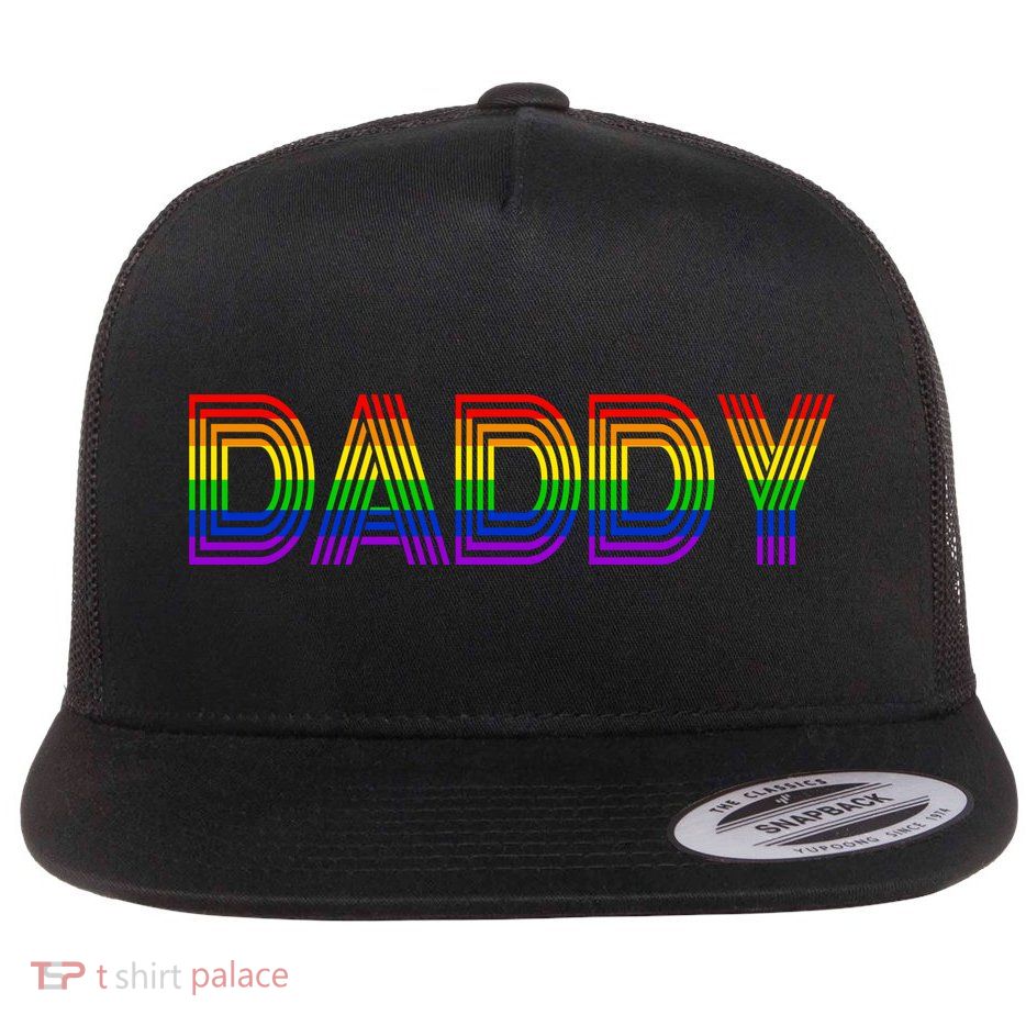 Gay Pride Proud Daddy LGBT Flat Bill Trucker Hat