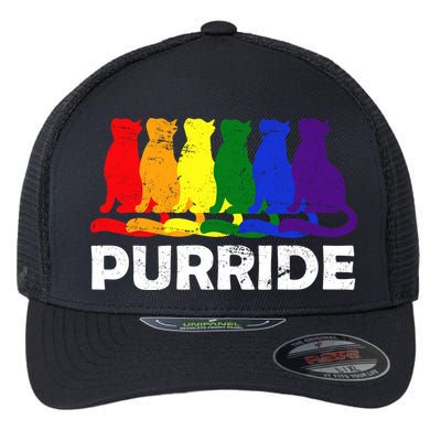 Gay Pride Purride Rainbow Cat Flexfit Unipanel Trucker Cap