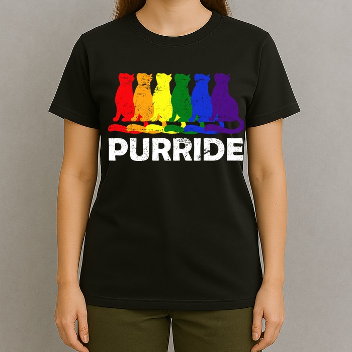 Gay Pride Purride Rainbow Cat T-Shirt