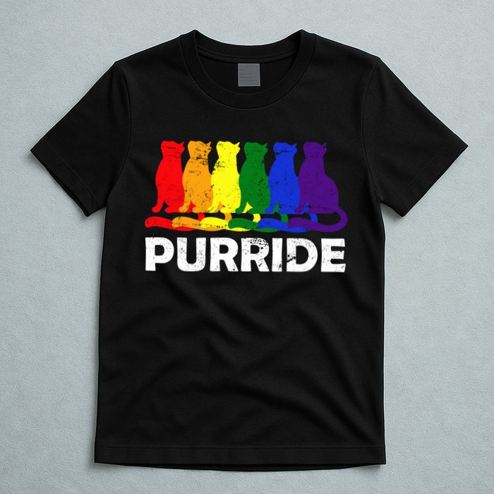 Gay Pride Purride Rainbow Cat T-Shirt