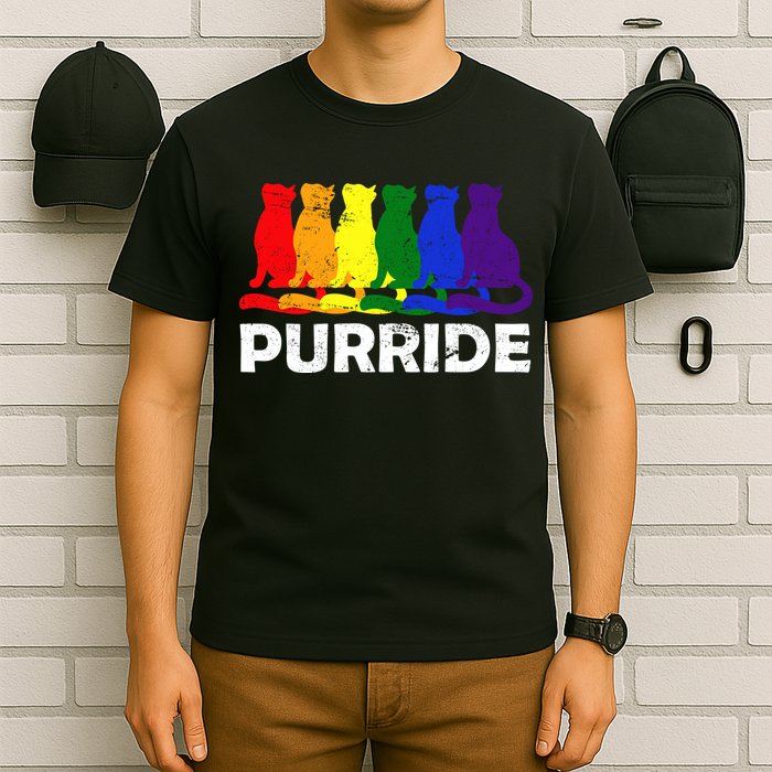 Gay Pride Purride Rainbow Cat T-Shirt