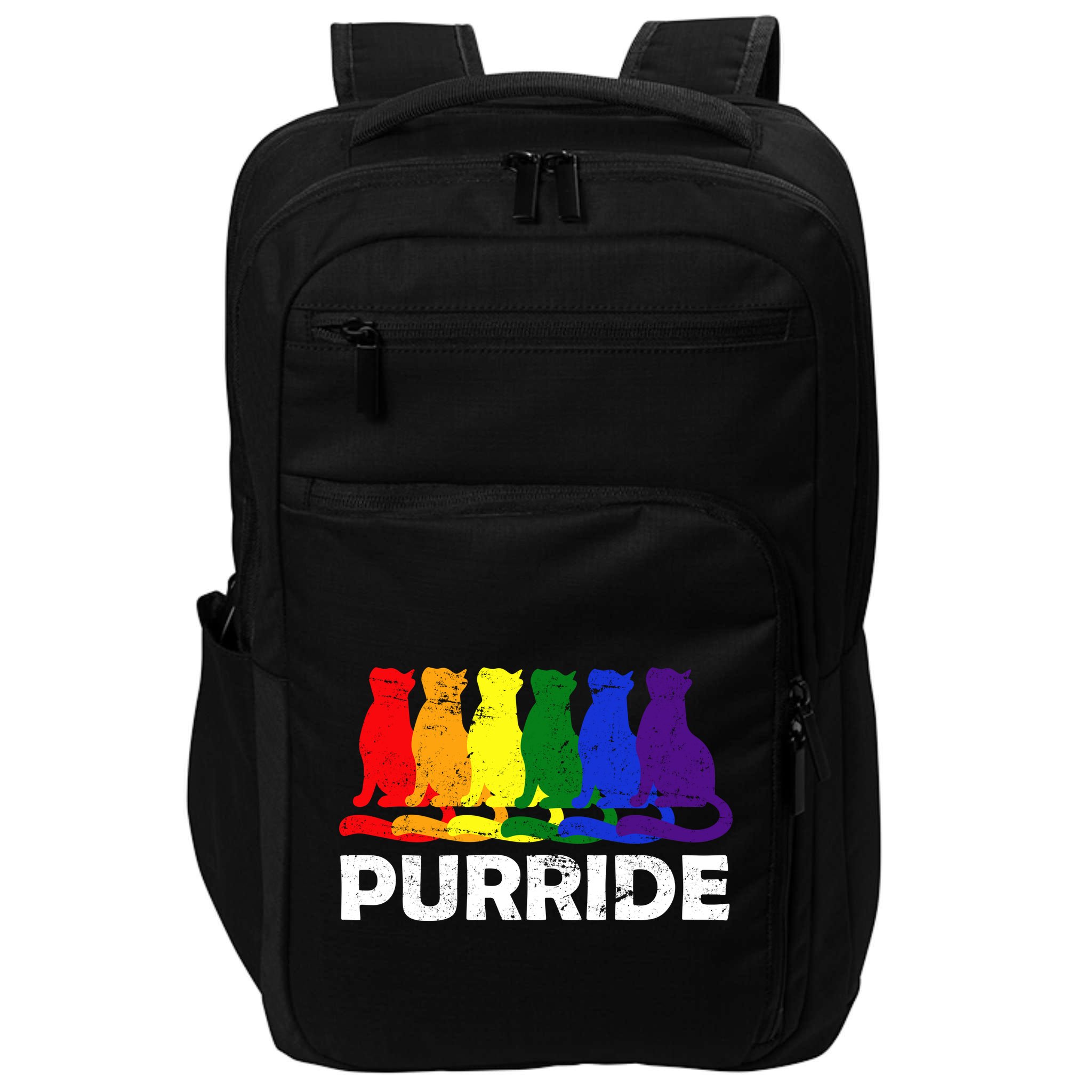 Gay Pride Purride Rainbow Cat Impact Tech Backpack