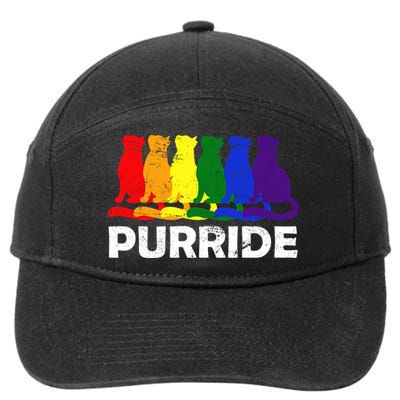Gay Pride Purride Rainbow Cat 7-Panel Snapback Hat