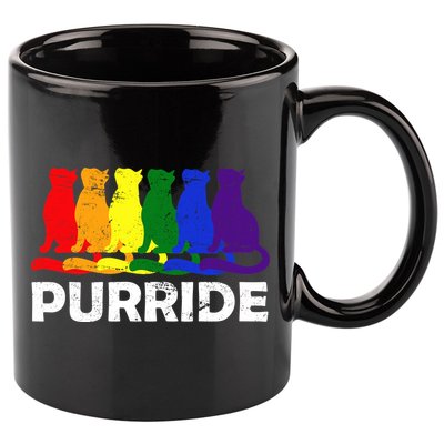Gay Pride Purride Rainbow Cat 11oz C Handle Ceramic Mug