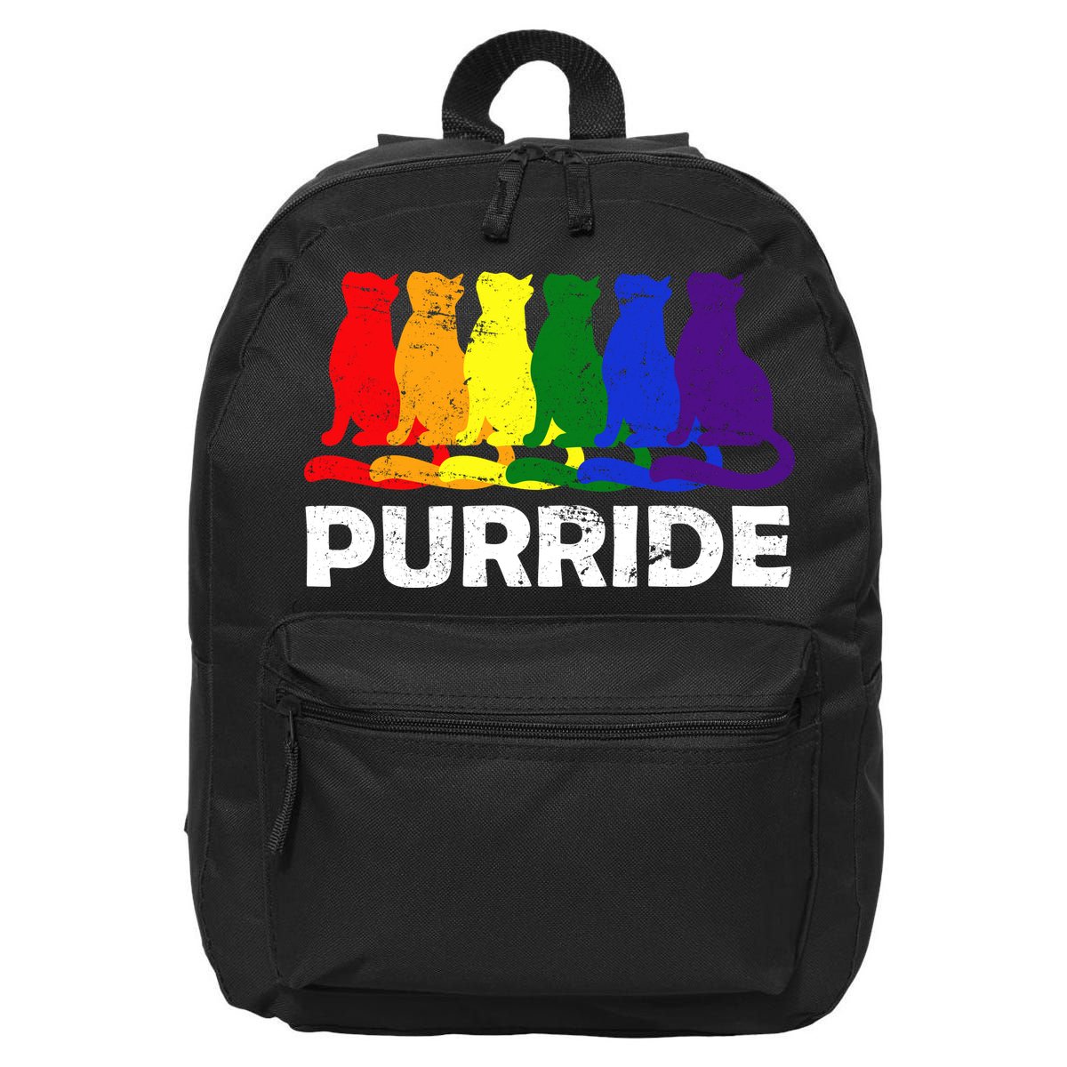 Gay Pride Purride Rainbow Cat 16 in Basic Backpack