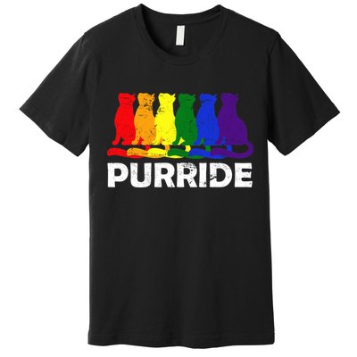 Gay Pride Purride Rainbow Cat Premium T-Shirt