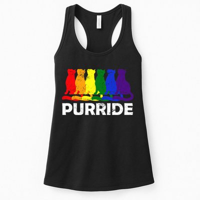 Gay Pride Purride Rainbow Cat Womens Tank Top