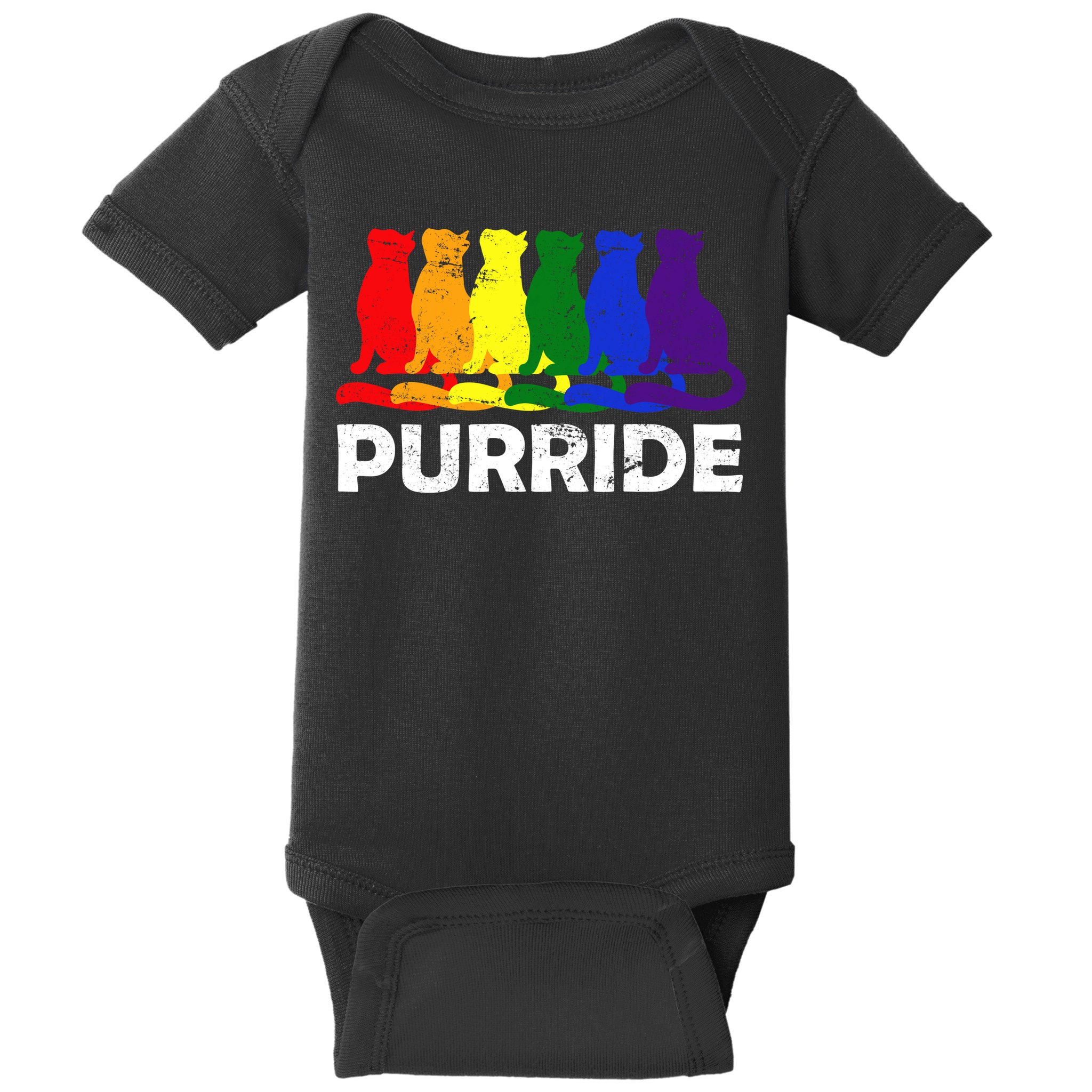 Gay Pride Purride Rainbow Cat Baby Bodysuit