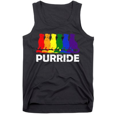 Gay Pride Purride Rainbow Cat Tank Top