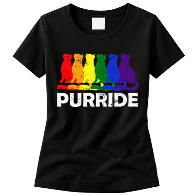 Gay Pride Purride Rainbow Cat Womens T-Shirt