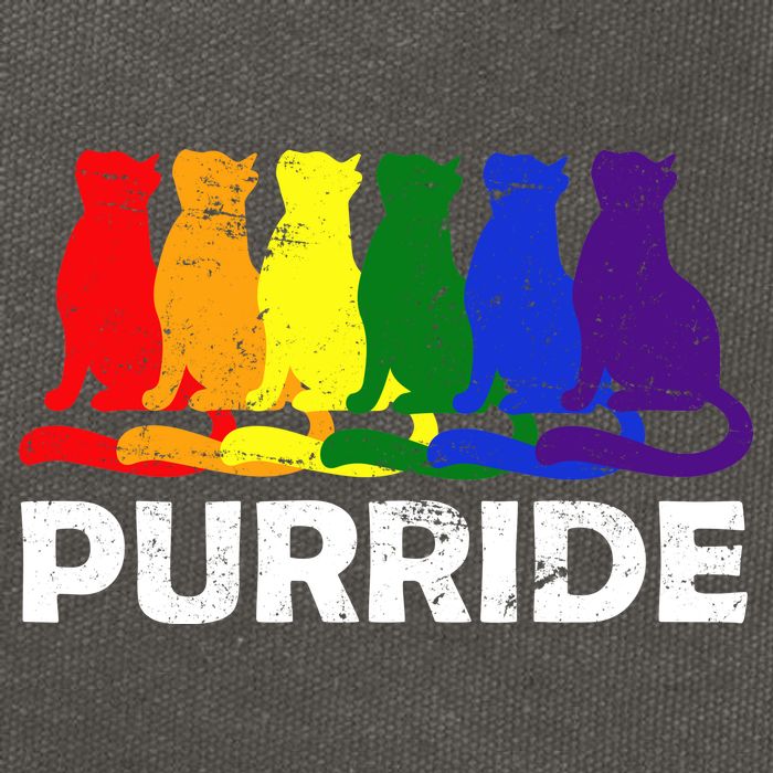 Gay Pride Purride Rainbow Cat Cotton Canvas Backpack