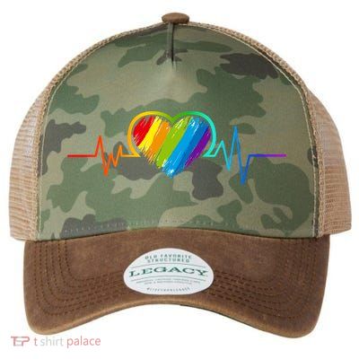 Gay Pride Rainbow Heartbeat Pulse Legacy Tie Dye Trucker Hat