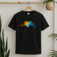 Gay Pride Rainbow Heartbeat Pulse T-Shirt