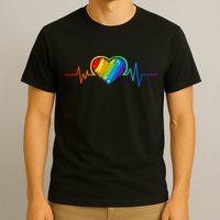 Gay Pride Rainbow Heartbeat Pulse T-Shirt