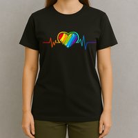 Gay Pride Rainbow Heartbeat Pulse T-Shirt