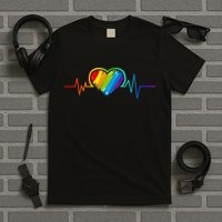 Gay Pride Rainbow Heartbeat Pulse T-Shirt