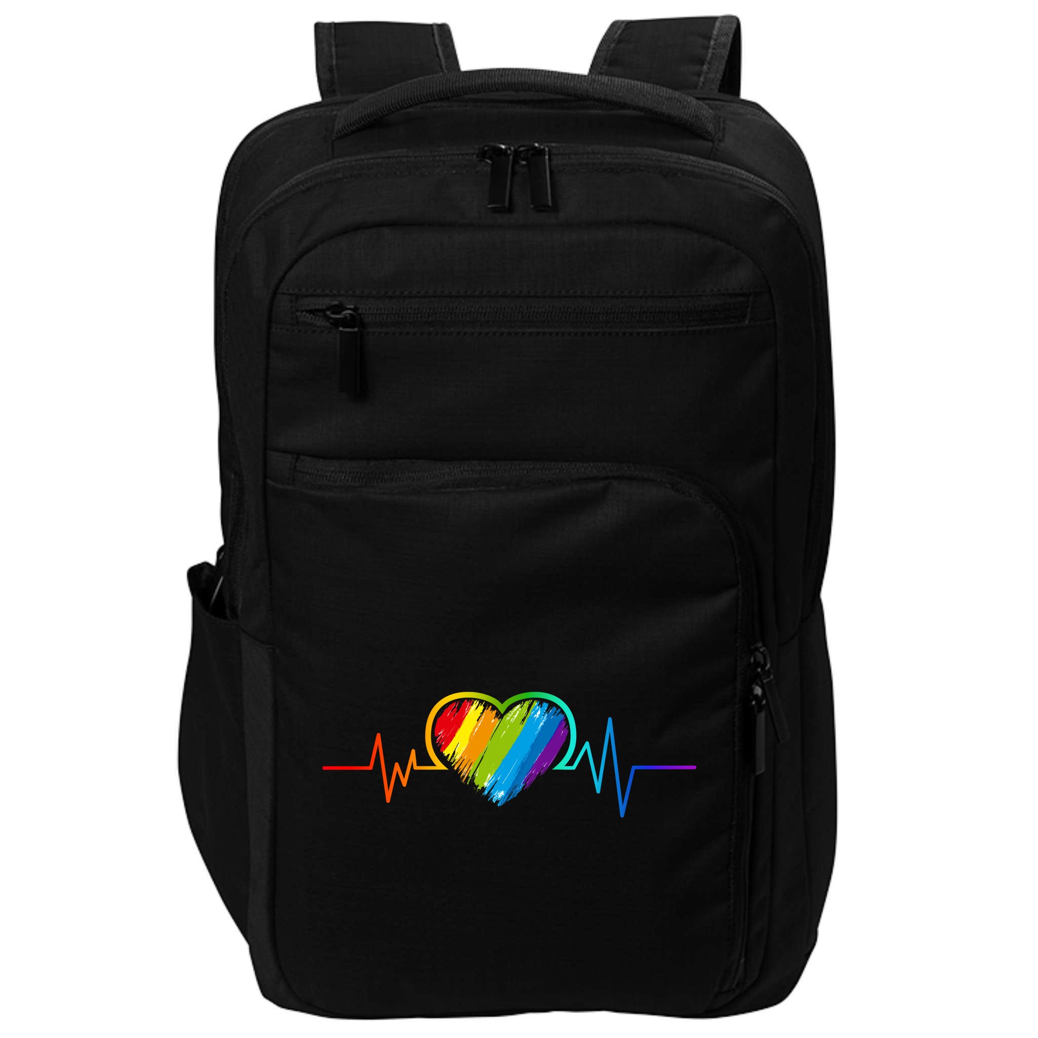 Gay Pride Rainbow Heartbeat Pulse Impact Tech Backpack