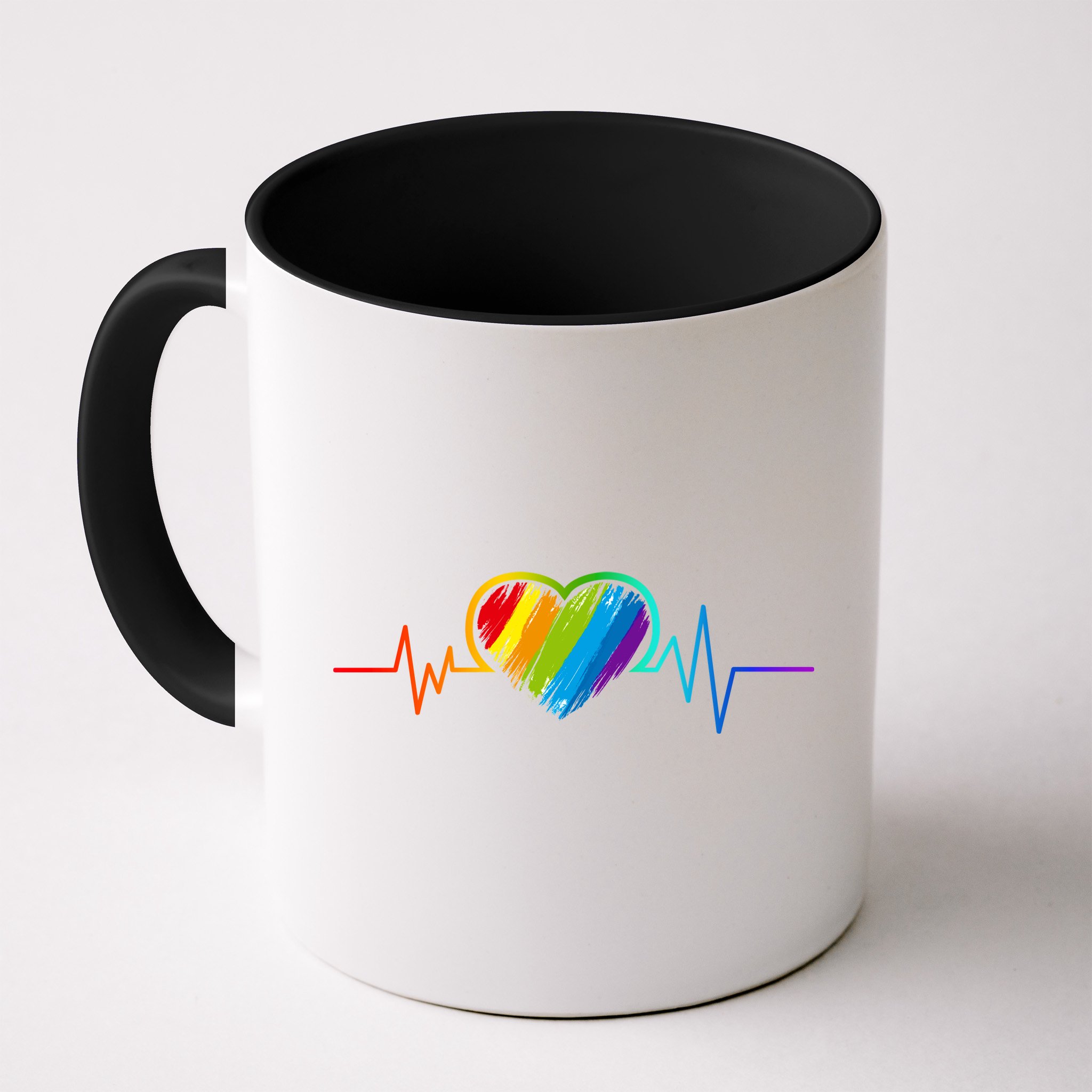 Gay Pride Rainbow Heartbeat Pulse Mug
