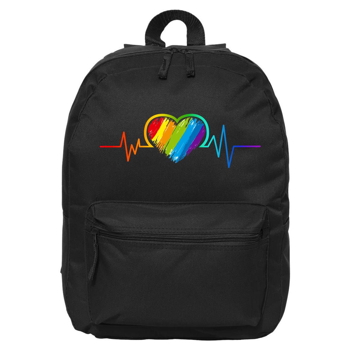 Gay Pride Rainbow Heartbeat Pulse 16 in Basic Backpack
