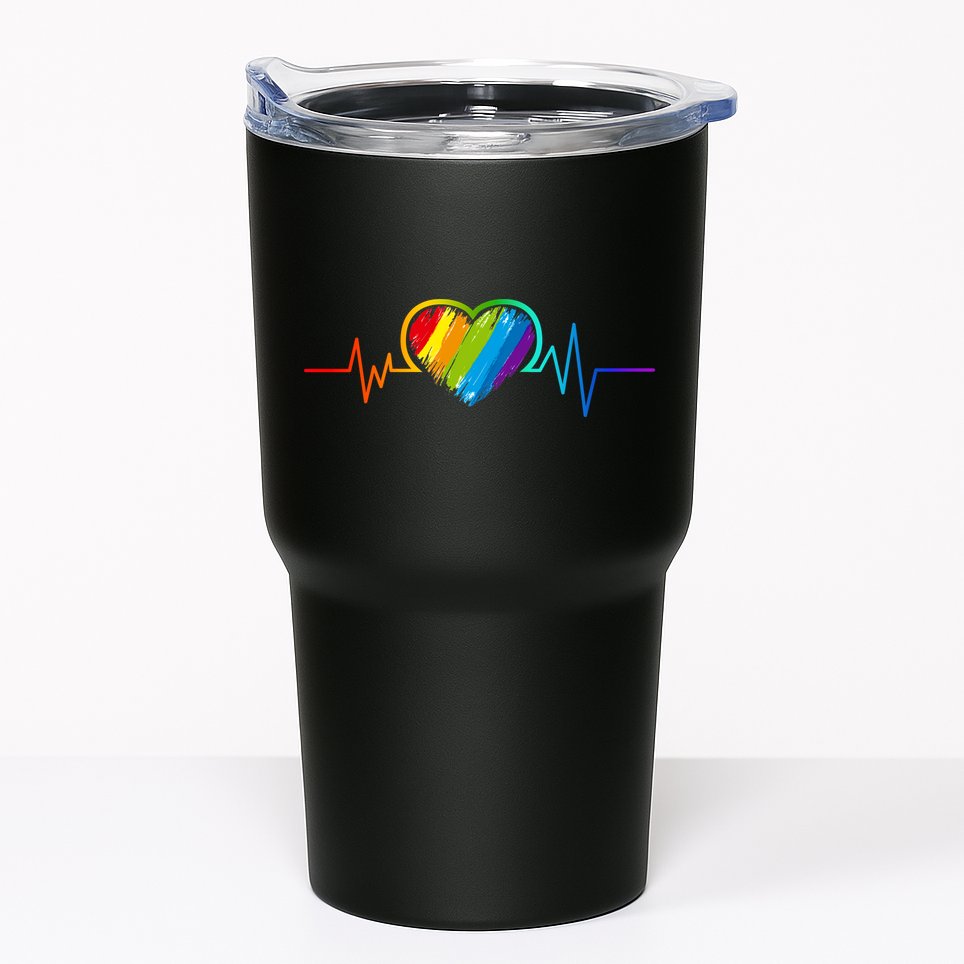 Gay Pride Rainbow Heartbeat Pulse Tumbler