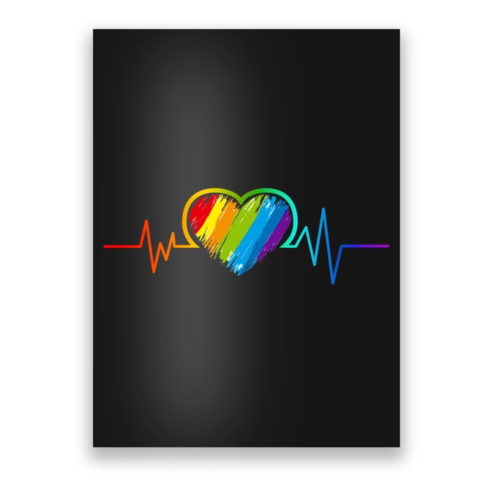 Gay Pride Rainbow Heartbeat Pulse Poster