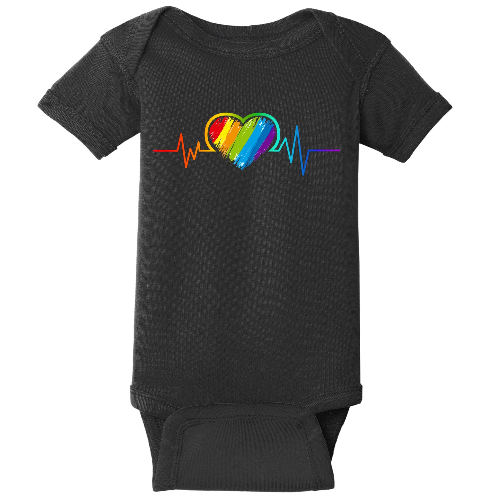 Gay Pride Rainbow Heartbeat Pulse Baby Bodysuit