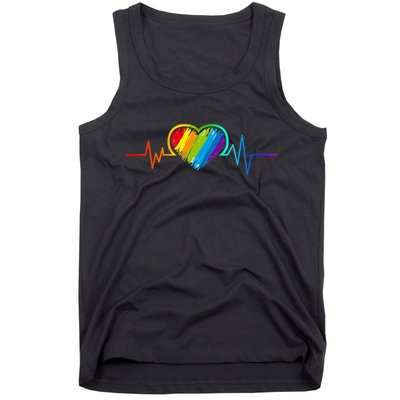 Gay Pride Rainbow Heartbeat Pulse Tank Top