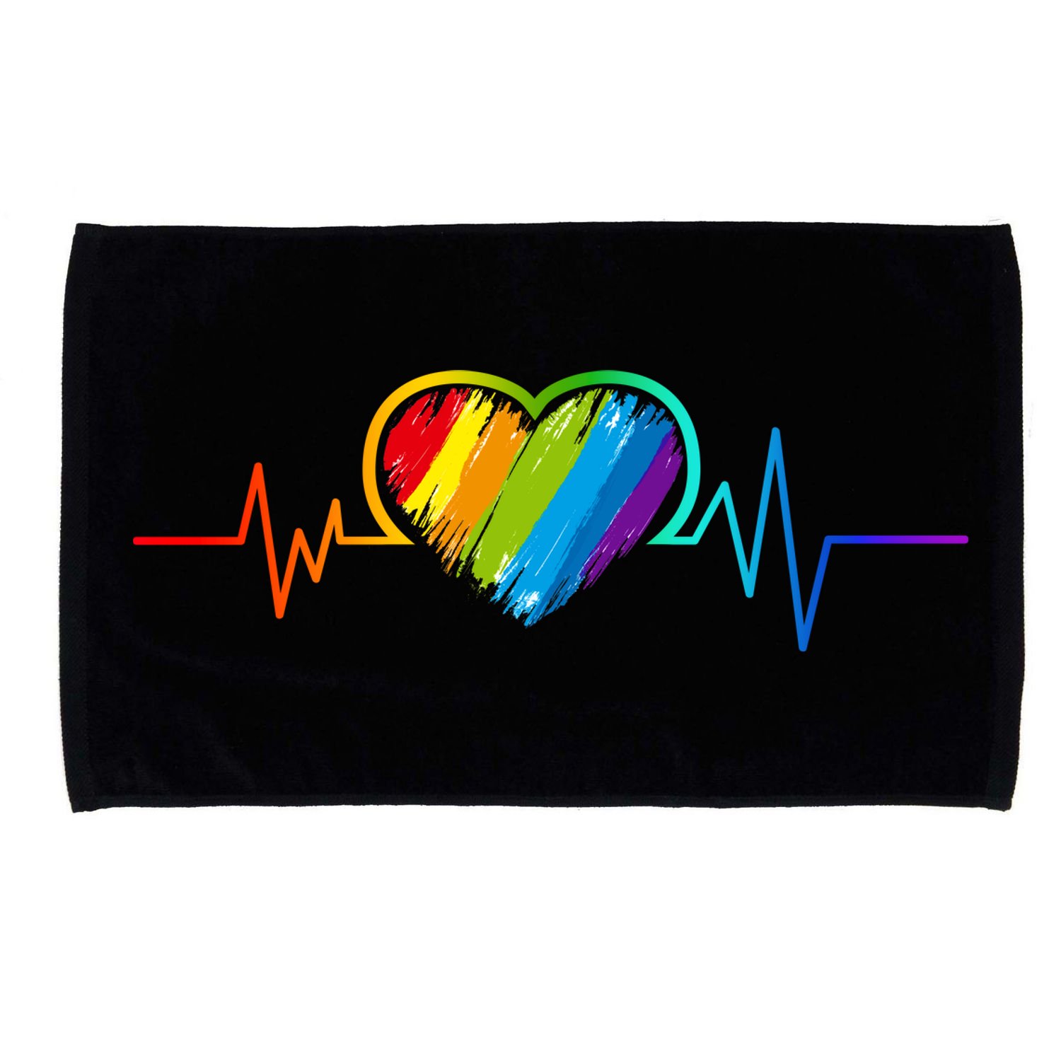 Gay Pride Rainbow Heartbeat Pulse Microfiber Hand Towel