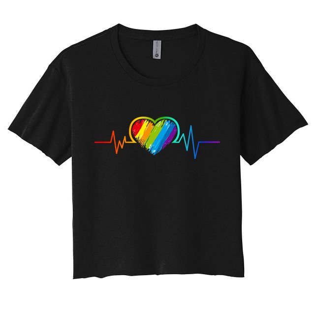 Gay Pride Rainbow Heartbeat Pulse Crop Top