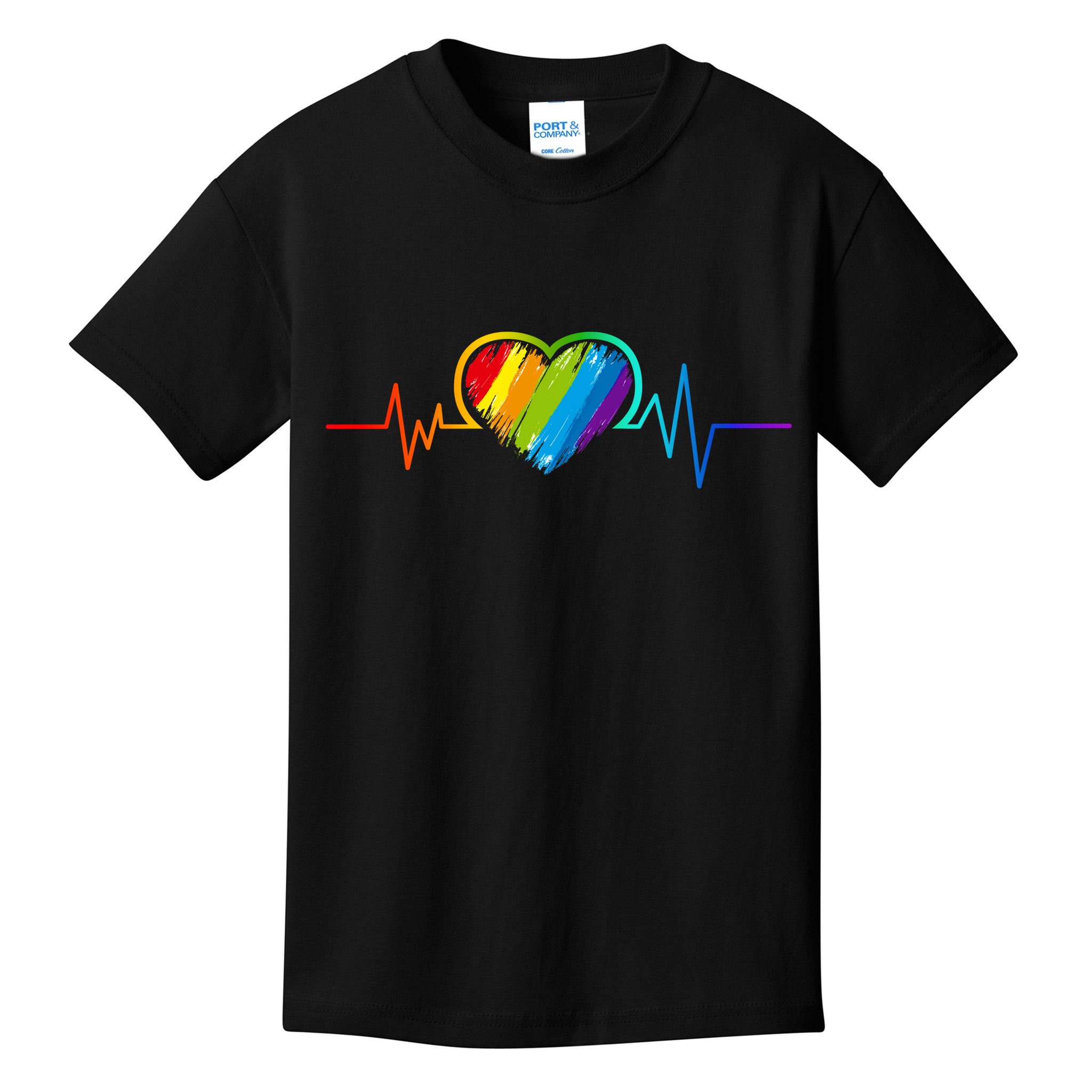 Gay Pride Rainbow Heartbeat Pulse Kids T-Shirt