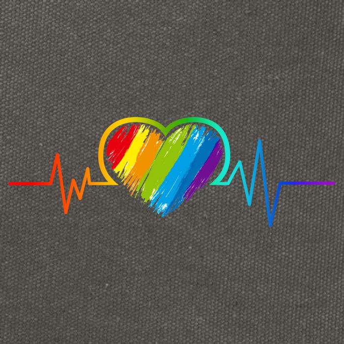 Gay Pride Rainbow Heartbeat Pulse Cotton Canvas Backpack