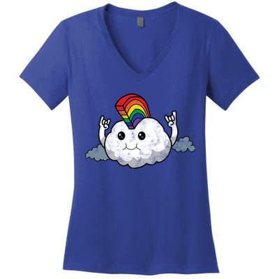 Gay Pride Rainbow Mohawk Cloud Women's V-Neck T-Shirt