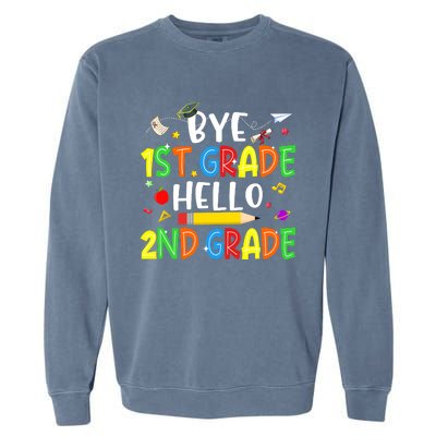 Graduation Bye 1st Grade Hello 2nd Grade Back to School Garment-Dyed Sweatshirt