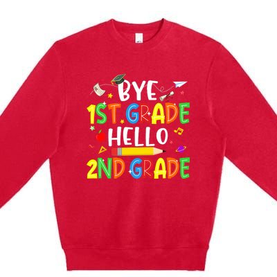 Graduation Bye 1st Grade Hello 2nd Grade Back to School Premium Crewneck Sweatshirt