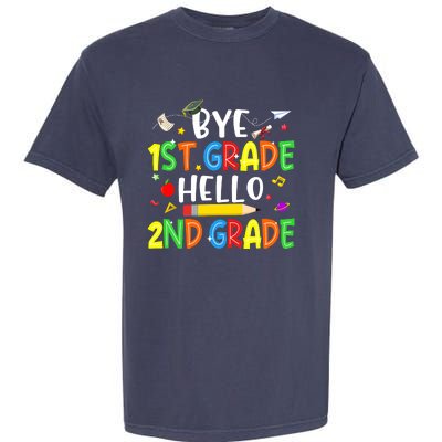 Graduation Bye 1st Grade Hello 2nd Grade Back to School Garment-Dyed Heavyweight T-Shirt