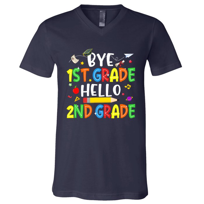 Graduation Bye 1st Grade Hello 2nd Grade Back to School V-Neck T-Shirt