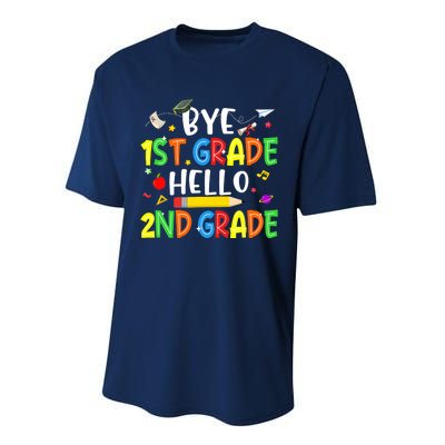 Graduation Bye 1st Grade Hello 2nd Grade Back to School Performance Sprint T-Shirt