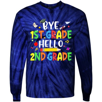 Graduation Bye 1st Grade Hello 2nd Grade Back to School Tie-Dye Long Sleeve Shirt