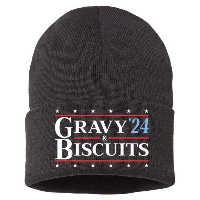 Gravy & Biscuits 24 Funny Presidential Election 2024 Parody Sustainable Knit Beanie