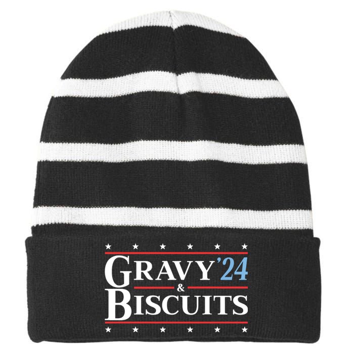 Gravy & Biscuits 24 Funny Presidential Election 2024 Parody Striped Beanie with Solid Band