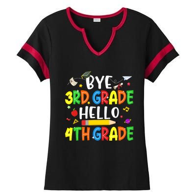 Graduation Bye 3rd Grade Hello 4th Grade Back to School Ladies Halftime Notch Neck Tee