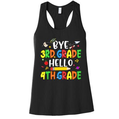 Graduation Bye 3rd Grade Hello 4th Grade Back to School Women's Racerback Tank