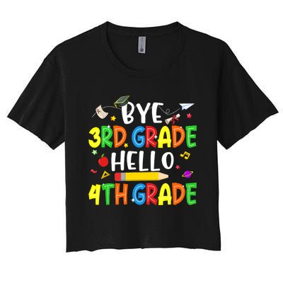 Graduation Bye 3rd Grade Hello 4th Grade Back to School Women's Crop Top Tee