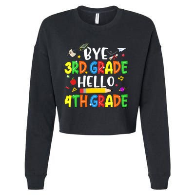 Graduation Bye 3rd Grade Hello 4th Grade Back to School Cropped Pullover Crew