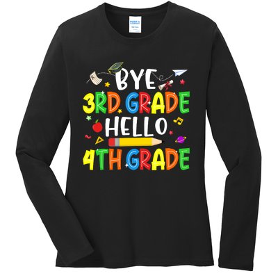 Graduation Bye 3rd Grade Hello 4th Grade Back to School Ladies Long Sleeve Shirt