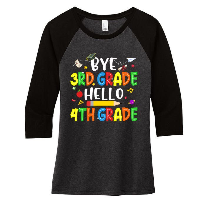 Graduation Bye 3rd Grade Hello 4th Grade Back to School Women's Tri-Blend 3/4-Sleeve Raglan Shirt